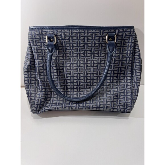 Tommy Hilfiger Women's Navy Blue & Gray Logo Tote Bag Handbag Purse - Picture 5 of 11